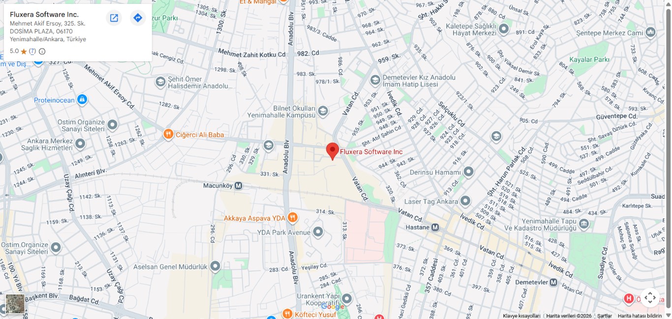 Fluxverys Yazılım Teknolojileri Ltd. Şti. — ofis konumu, Bilkent TEKMER, Çankaya / Ankara